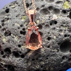 Handcrafted Color Change Diaspore Pendant Handmade 18k Rose Gold Vermeil